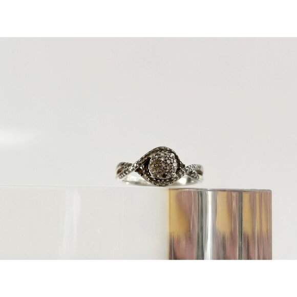 Crossover Cluster Cubic Zirconia Gemstone Vintage Sterling Silver Ring - sz 6.5 - Picture 10 of 10